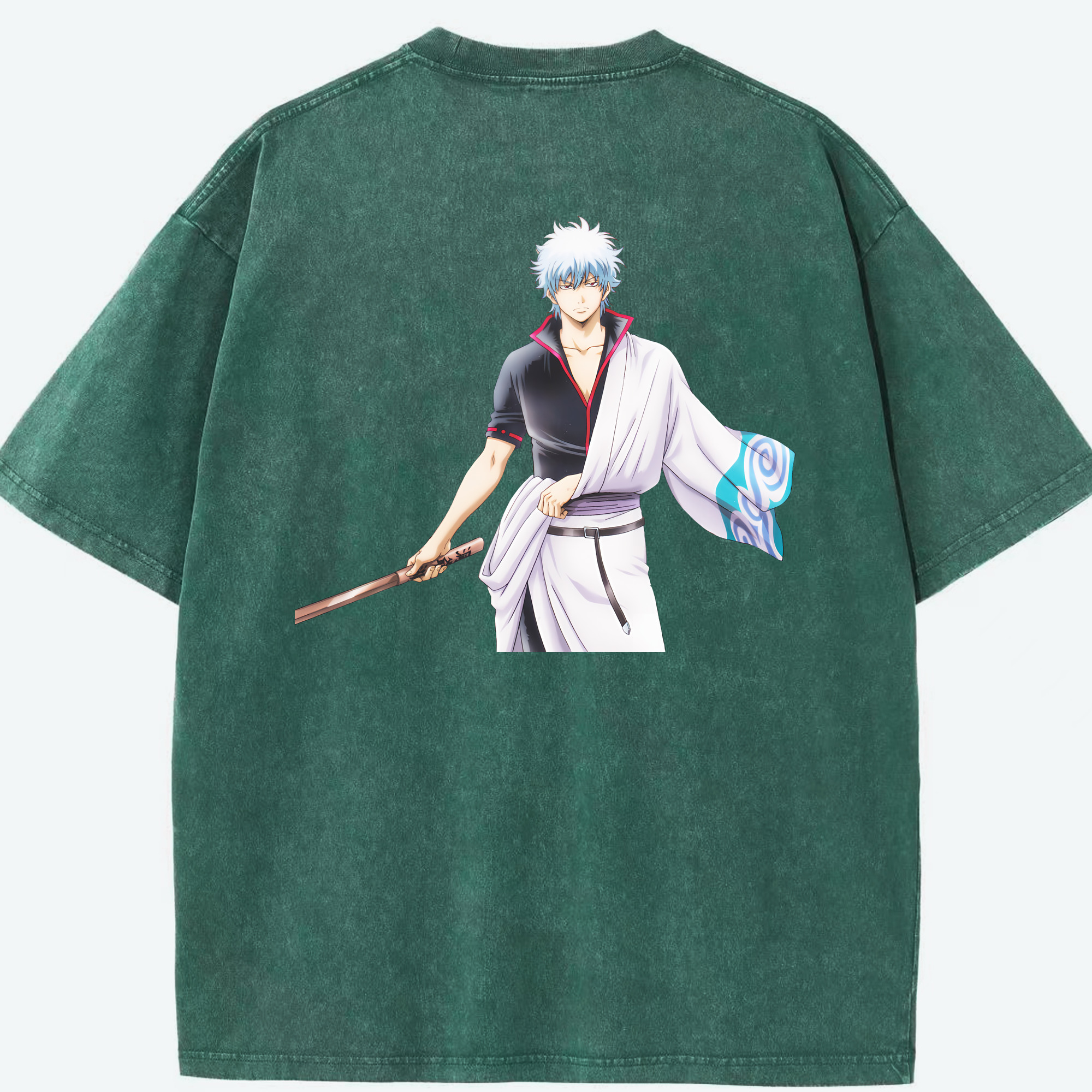 （画像用） ぎんたま 坂田銀時（さかたぎんとき） 神楽 志村新八（しむら しんぱち） GINTAMA Sakata Gintoki Kagura Shimura Shinpachi 綿100% ヴィンテージ風 半袖Tシャツ（背面プリント）